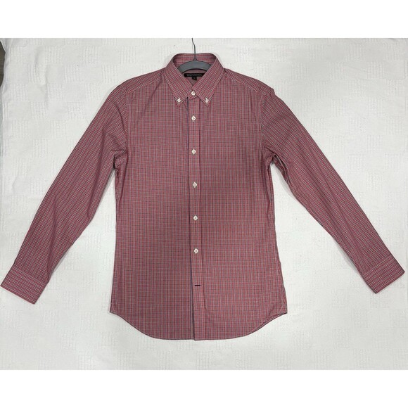 Banana Republic long sleeve button up shirt tailored slim fit Small check Plaid - Picture 2 of 8